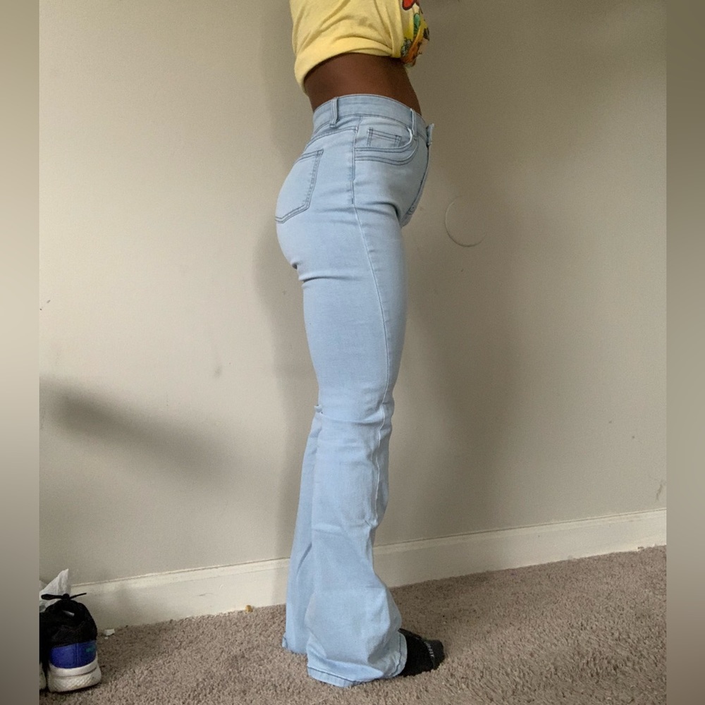 Light-washed blue jeans
